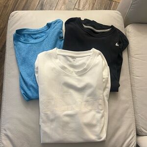 Men’s tee shirt bundle. 3 total. 2 Nike, 1 ADIDAS. Size medium. Blue Nike is NWT